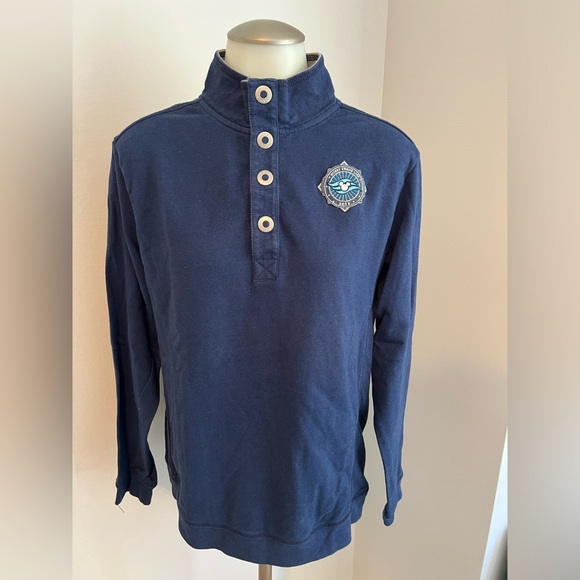 Disney Cruise Line Men's Snap Polo Shirt Blue Long Sleeve Size M Medium 2019 LN - Picture 1 of 8